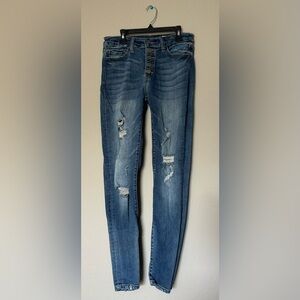 Bridge By Gly Blue Distressed Women’s Mid Rise Skinny Jeans Size 28